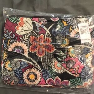 Floral Quilted Laptop Sleeve in Black, Pink & Turquoise